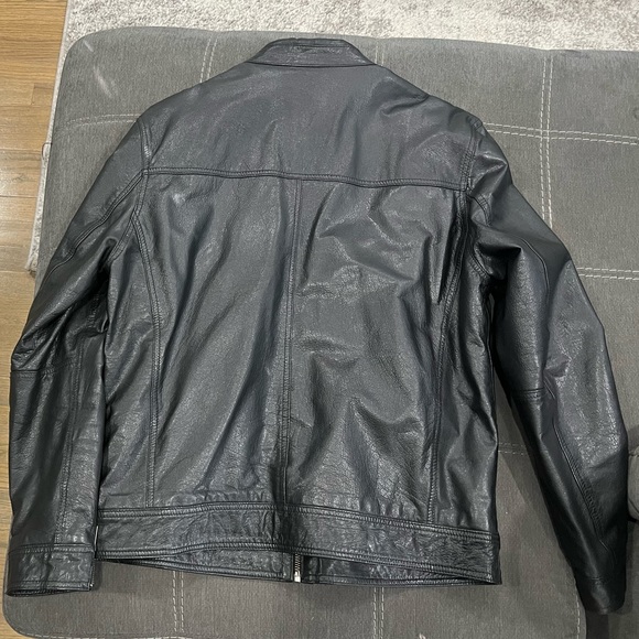 ASOS men 100% leather black jacket - Picture 2 of 5